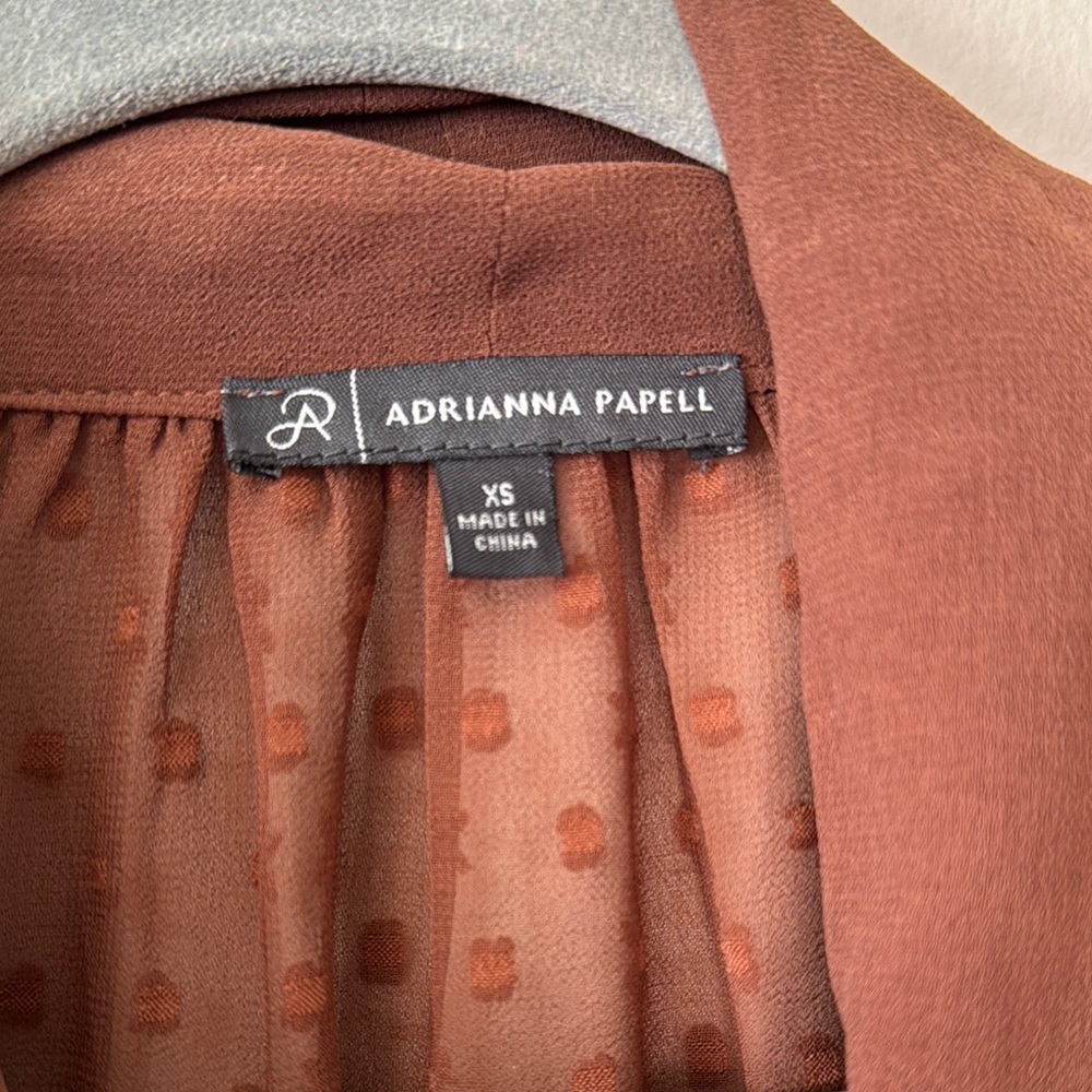 Adrianna Papell Clip Dot Tie Neck Button Down Blouse NWT - Picture 3 of 5